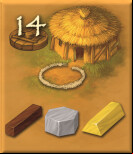 14 points for 1 wood and 1 stone and 1 gold